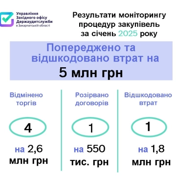 Порушення на понад 26,6 мільйонів гривень виявлено у січні закарпатськими аудиторами
