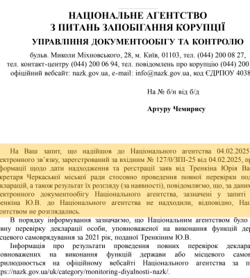 НАЗК не отримувало заяв секретаря Черкаської міськради, про які він розповідав депутатам