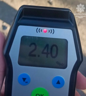 2,40 проміле: Поблизу Кропивницького зупинили п'яного водія