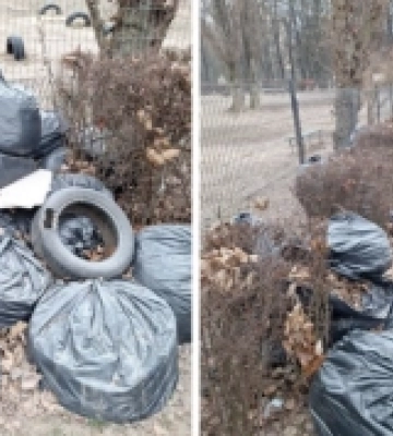 У Луцьку після прибирання посеред вулиці покинули мішки зі сміттям