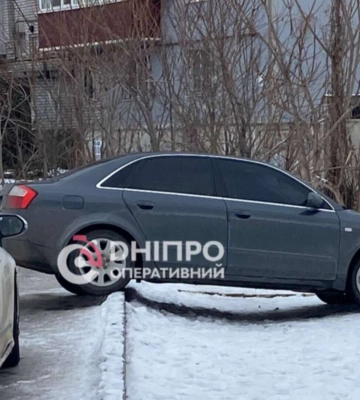 В Днепре на Шодуаровской Audi слетел с дороги: фото с места происшествия
