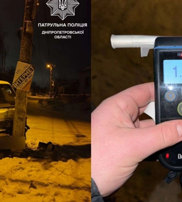 У Новокодацькому районі Дніпра п&#039;яний кермувальник Maszda мало не повалив електроопору