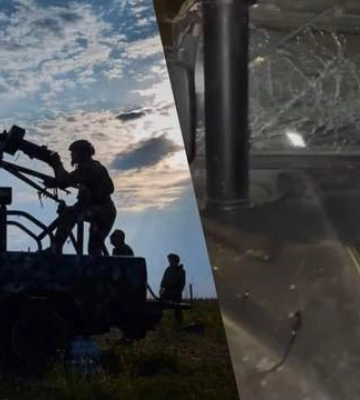 Военные показали, как ночью сбивали "Шахеды" над Киевом: повреждено боевое авто