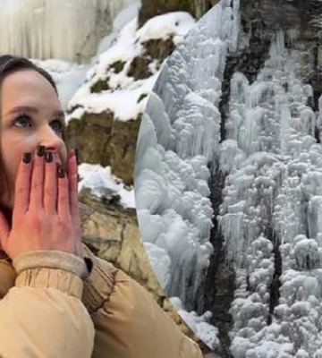 Наче у казці: у мережі показали, як виглядає замерзлий Манявський водоспад