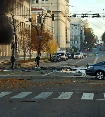 З&#039;явилося відео наслідків удару по Києву