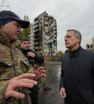 Президент Швейцарии посетил Бородянку и Иванков