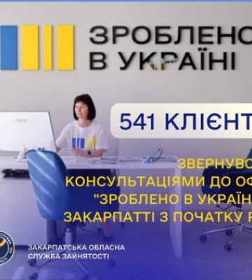 541 клієнт звернувся за консультаціями до офісів &quot;Зроблено в Україні&quot; на Закарпатті з початку року