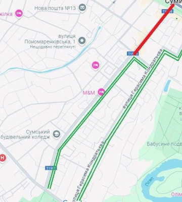 У Сумах завтра транспорт перенаправлять з Петропавлівської на Кондратьєва