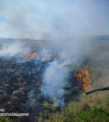 15 квітня та в ніч проти 16 на Миколаївщині за добу вогнеборці ліквідували 8 пожеж