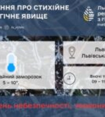 9 – 11 квітня вночі та вранці у Львові очікують надзвичайний заморозок