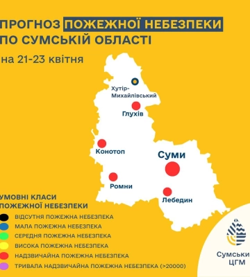 На Сумщині очікується надзвичайна пожежна небезпека