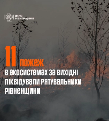 За минулу добу рятувальники  11 разів виїжджали на пожежі в екосистемах