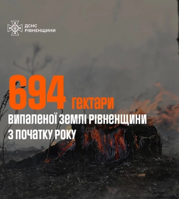 Від початку року на Рівненщині виникло 843 пожежі на відкритих територіях