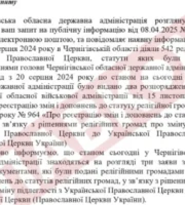 Скільки парафій Московської церкви перейшли до ПЦУ? Чернігівщина пасе задніх