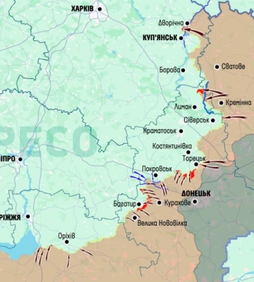 Карта бойових дій в Україні станом на 3 травня 2025 року