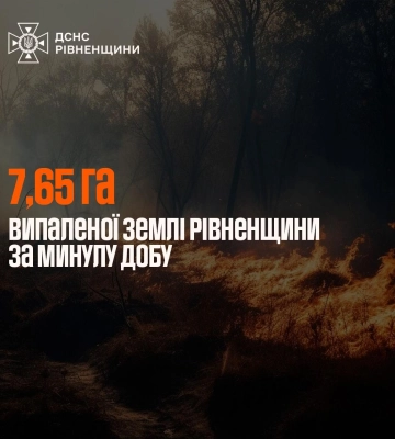 На Рівненщині за добу трапилося 10 пожеж: згоріло 7 гектарів землі