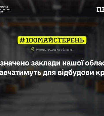 Три заклади освіти на Кіровоградщині обладнають новими майстернями за 21 млн грн