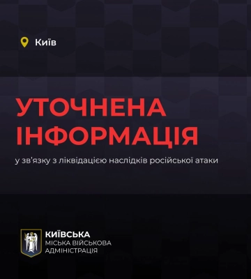 КМВА повідомила уточнену інформацію щодо наслідків нічної повітряної атаки на столицю
