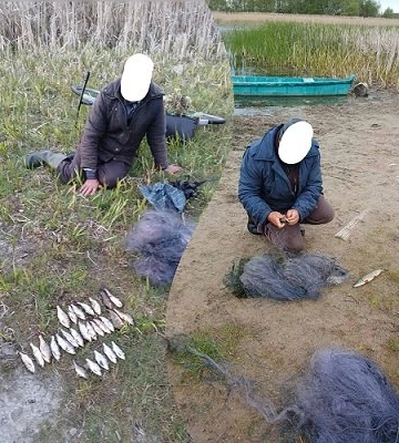 У гідрологічному заказнику на Волині спіймали двох чоловіків, які сіткам ловили рибу