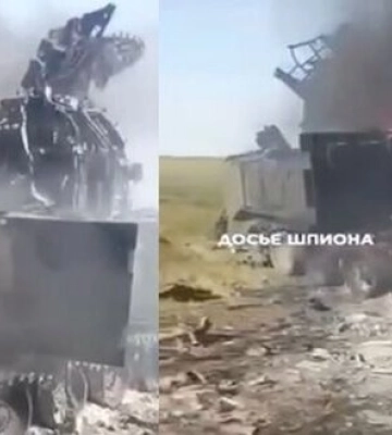 Російський ЗРК &quot;Тор-М2&quot; догорає після атаки дрона на Херсонщині. ВIДЕО