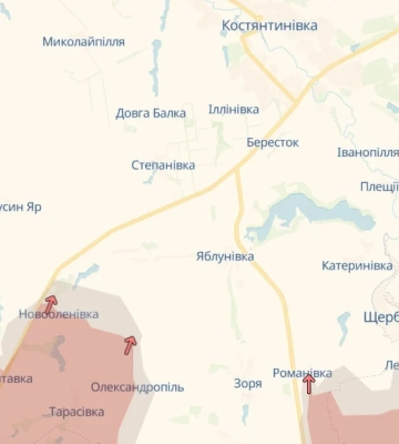 Просування окупантів у напрямку Костянтинівки: DeepState фіксує зміни на трьох ділянках Донеччини
