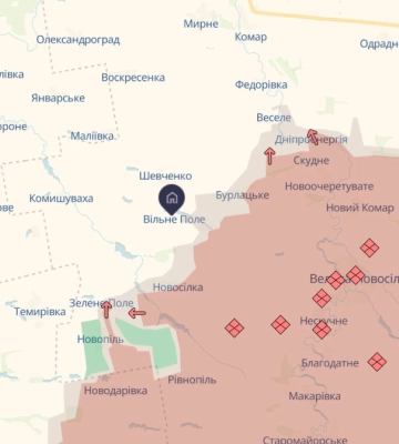 Війська РФ просунулися біля Новодарівки, Зеленого Поля, Єлизаветівки та Нового Поля, - DeepState. КАРТИ