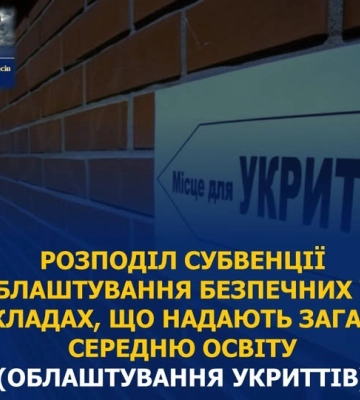 Шосткинська громада отримала 14 млн грн на укриття в школах