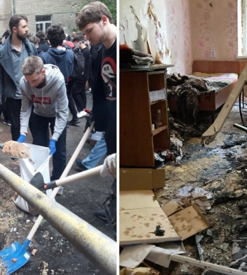 В результате ночной атаки на Киев в КНУ им. Шевченко четверо травмированы и повреждены общежития