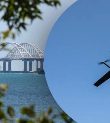 Россияне говорят, что над Крымским мостом сбили дрон – обломки упали на дорогу