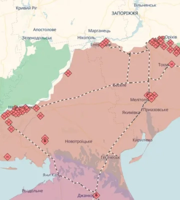 На окупованих частинах Запорізької та Херсонської областей вночі зникло світло