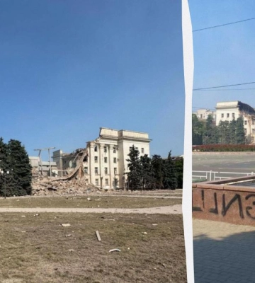 Россия повторно ударила по Херсонской ОГА, она уничтожена