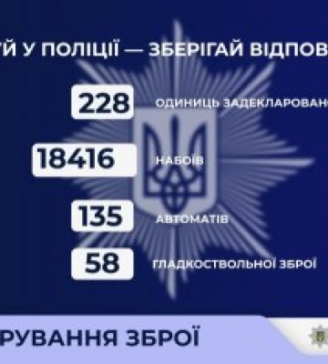 Законне зберігання – уникнення покарання: поліцейські Миколаївщини облікували 228 одиниць зброї декларантів
