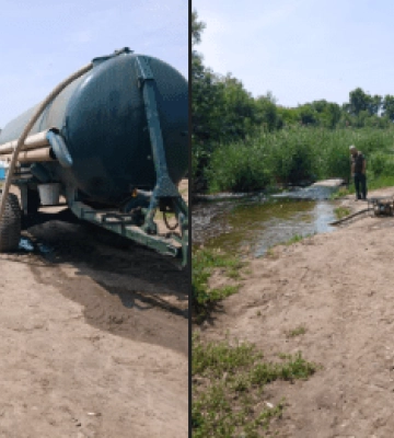 На Миколаївщині чоловік "краде" воду з Інгулу мотопомпою