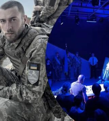 В театре на Подоле. В Киеве прощаются с погибшим на войне актером и военным Юрием Фелипенко