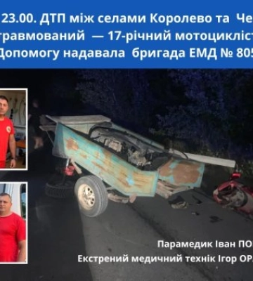 17-річний мотоцикліст без шолома в реанімації після ДТП на Закарпатті