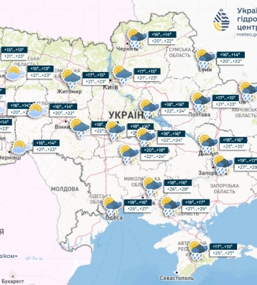 В більшості областей Україн на вихідних пройдуть короткочасні дощі, місцями грози, на сході – град та шквали