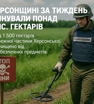 На Херсонщине за неделю разминировали более 1,5 тыс. гектаров