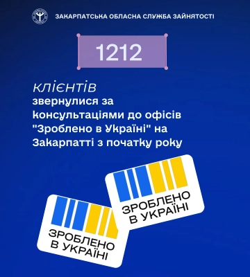 1212 клієнтів звернулися за консультаціями до офісів «Зроблено в Україні» на Закарпатті з початку року