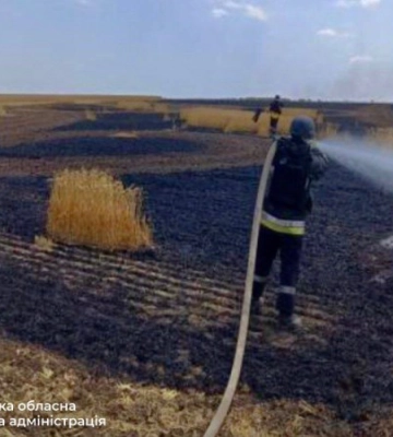 Россияне атаковали Пологовский район на Запорожье: горело поле пшеницы. ФОТО