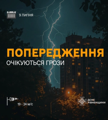 Грози, шквали вітру та град: На Рівненщині оголосили штормове попередження