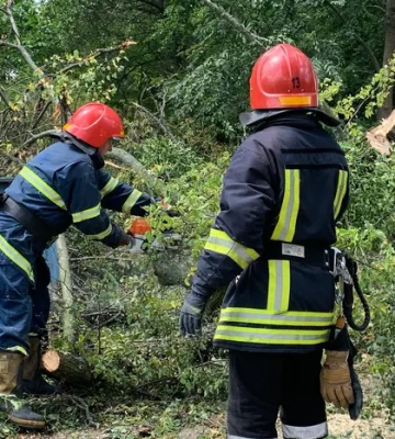 Зірвана покрівля, зламані дерева та білборди: рятувальники Черкащини ліквідували наслідки негоди (ФОТО)