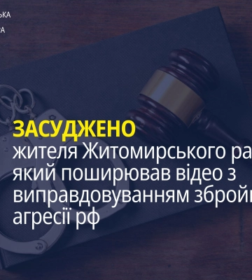 Поширював відео з виправдовуванням збройної агресії рф – засуджено жителя Житомирщини