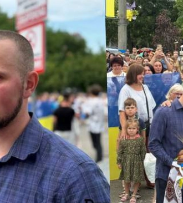 Молились и ждали дома: в Калуше освобожденный из плена Андрей Бинык снял баннер со своим фото