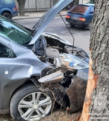 У Сумах водійка електрокару врізалася в дерево: троє постраждалих