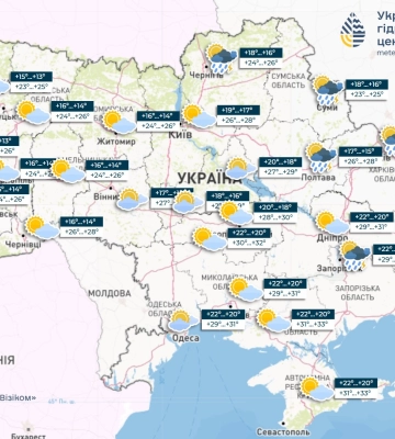 Найближчі дні в Україні будуть теплими, в низці областей пройдуть короткочасні дощі з грозами
