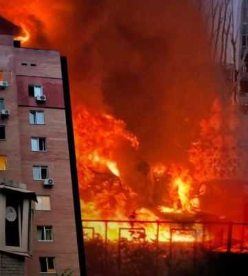 ЖК Республіка палав внаслідок атаки на Київ