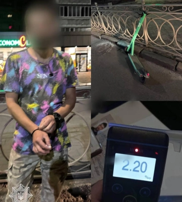 У Рівному п’яний «як чіп» чоловік їздив на електросамокаті у комендантську годину