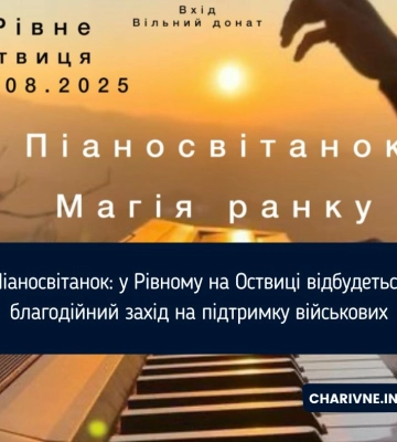 Піаносвітанок: у Рівному на Оствиці відбудеться благодійний захід на підтримку військових