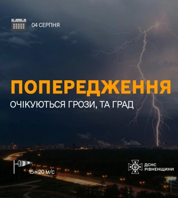 «Жовтий» рівень небезпеки оголосили на Рівненщині