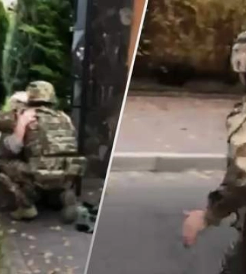 Бабуся в Херсоні на колінах зустрічає свого онука-визволителя. ВIДЕО